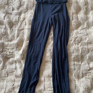 GARAGE Navy Wide-Leg Foldover Pants